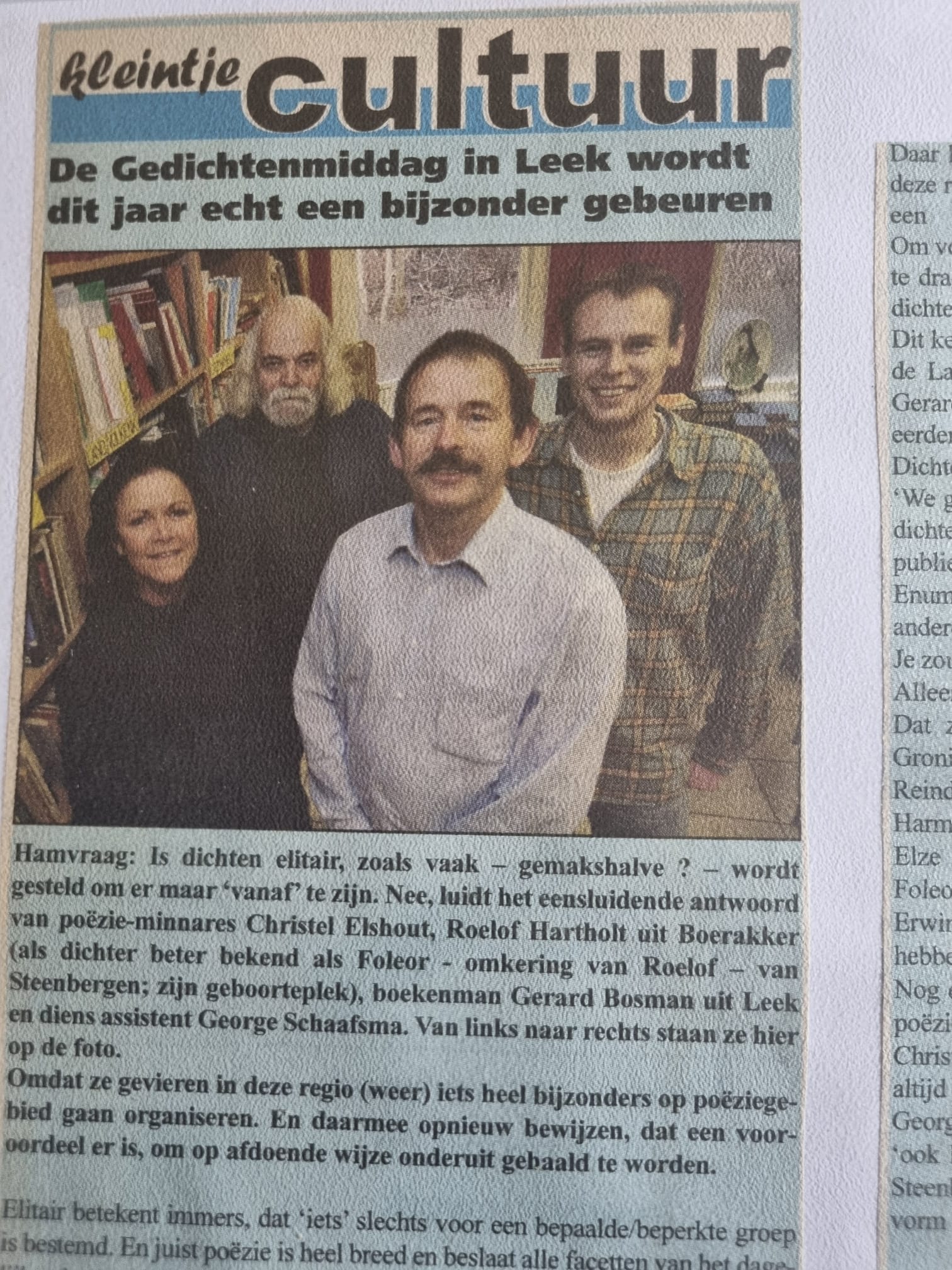 Bericht in De Krant in de tijd van Bronsema Bosman